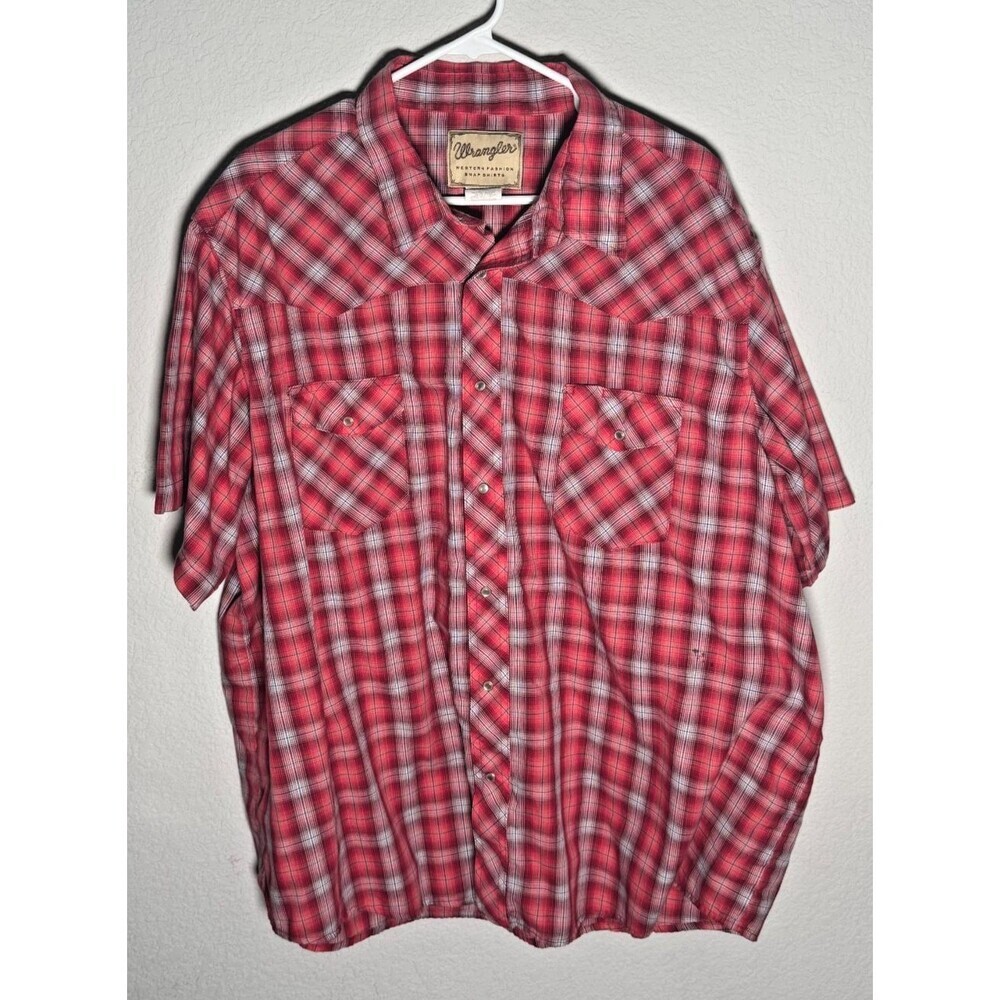 Wrangler Western Shirt Men's Pearl Snap Cowboy Size 3XL Red Plaid Yellowstone